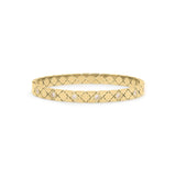 Ameera Lattice Engraved Gold Bangle Bracelet with crisscross design and subtle reflections for timeless elegance.