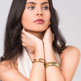 Model showcasing Jenna Geometric Chunky Link Chain Bracelet, emphasizing bold design and elegance.