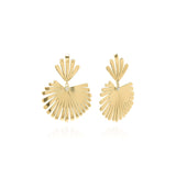 Liana Fan Silhouette Gold Earrings by ARIIRA, featuring a delicate design with a clear stone, blending elegance and modern style.
