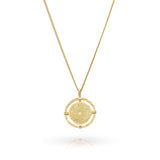 Zara Gold Mandala Pendant Necklace by ARIIRA. Elegant gold-plated stainless steel with intricate mandala design.