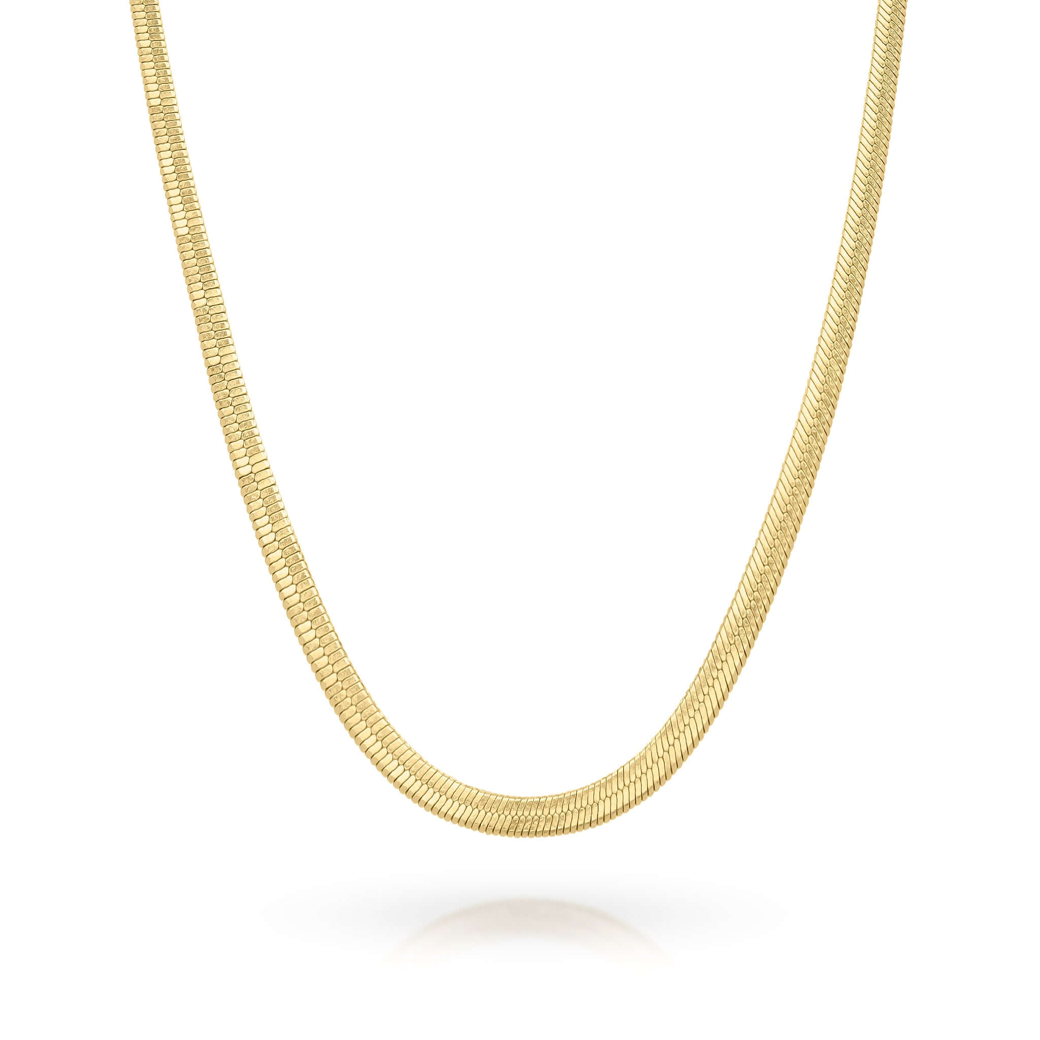 Alina Gold Herringbone Necklace by ARIIRA, crafted in gold-plated stainless steel, featuring a sleek design.