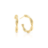 Mila Twisted Hoop Earrings by ARIIRA in gold-plated stainless steel, crafted with an elegant interwoven design.