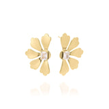 Camille Crystal Bloom Earrings by ARIIRA, gold-plated floral design with brilliant cut crystal centerpiece, elegant and waterproof.