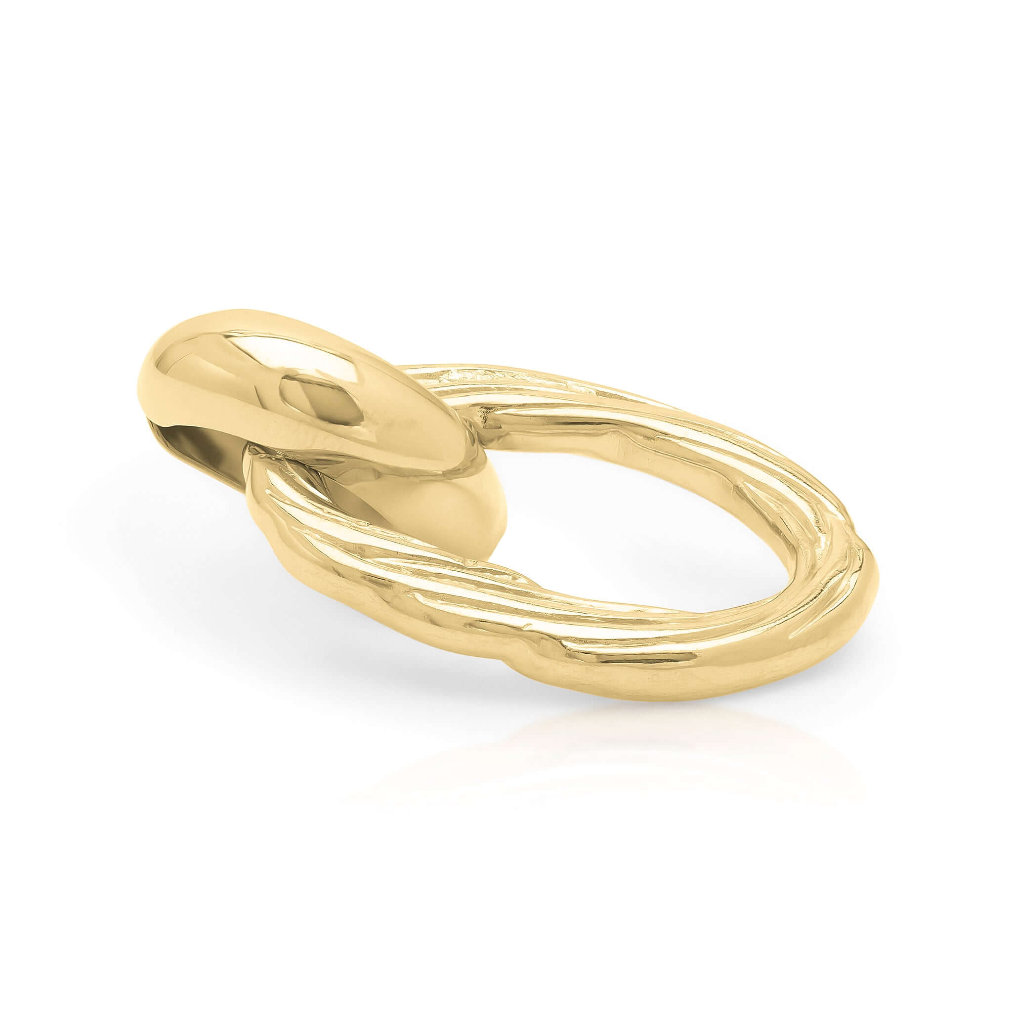 Alina Linked Gold Drop Earrings featuring interlocked smooth curves and textured organic loop design by ARIIRA.