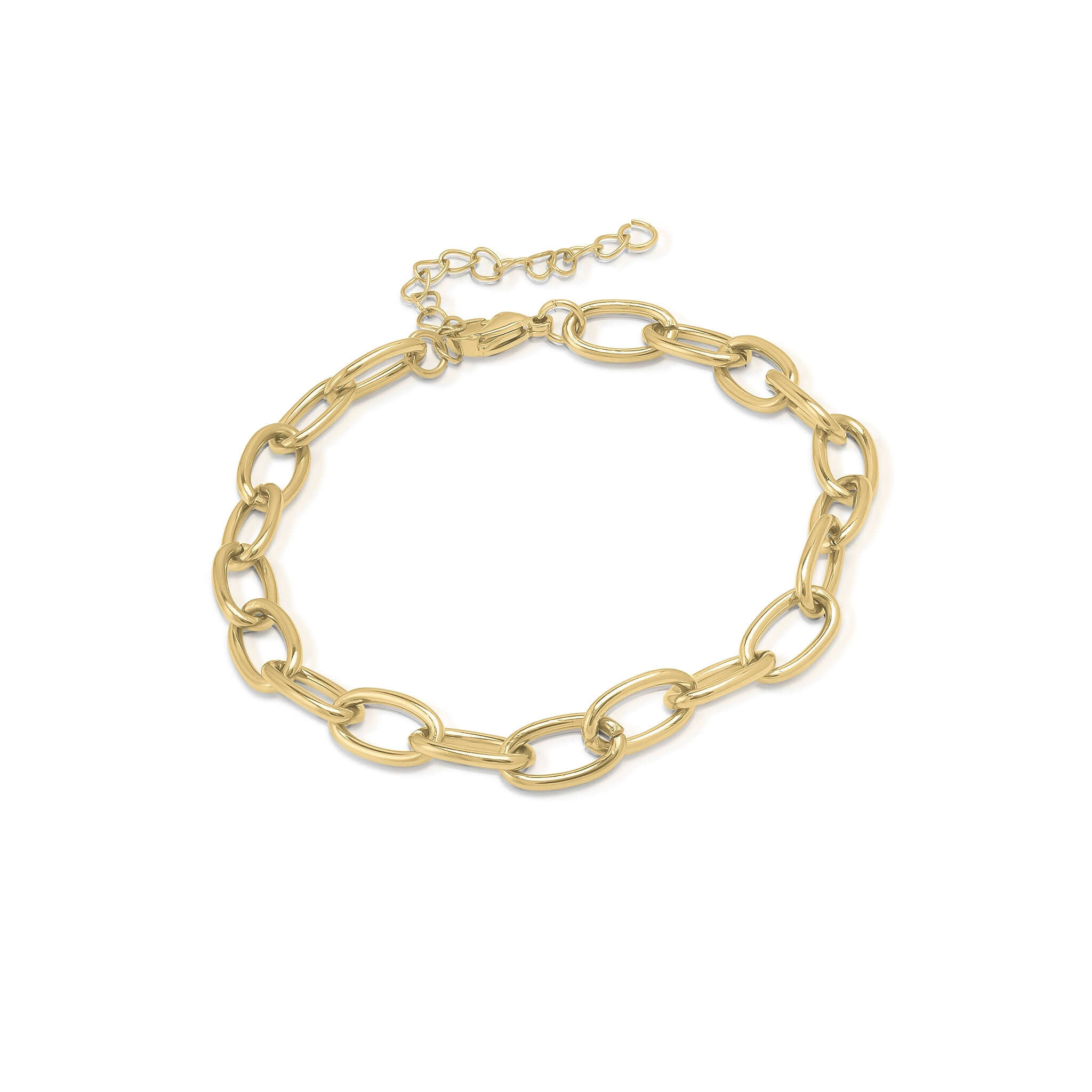 Gold chunky chain bracelet by ARIIRA, featuring an adjustable fit and bold design, perfect for any outfit.
