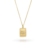 Lana Gold Angel Eye Pendant Necklace by ARIIRA, featuring a textured charm and sparkling diamante for protection and clarity.