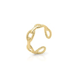 Raya Textured Chain Link Ring by ARIIRA featuring twisted rope textures and bold design in waterproof gold.