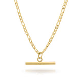 Mila Gold Bar Pendant Necklace by ARIIRA, featuring a sleek gold-plated stainless steel design with a polished bar charm.