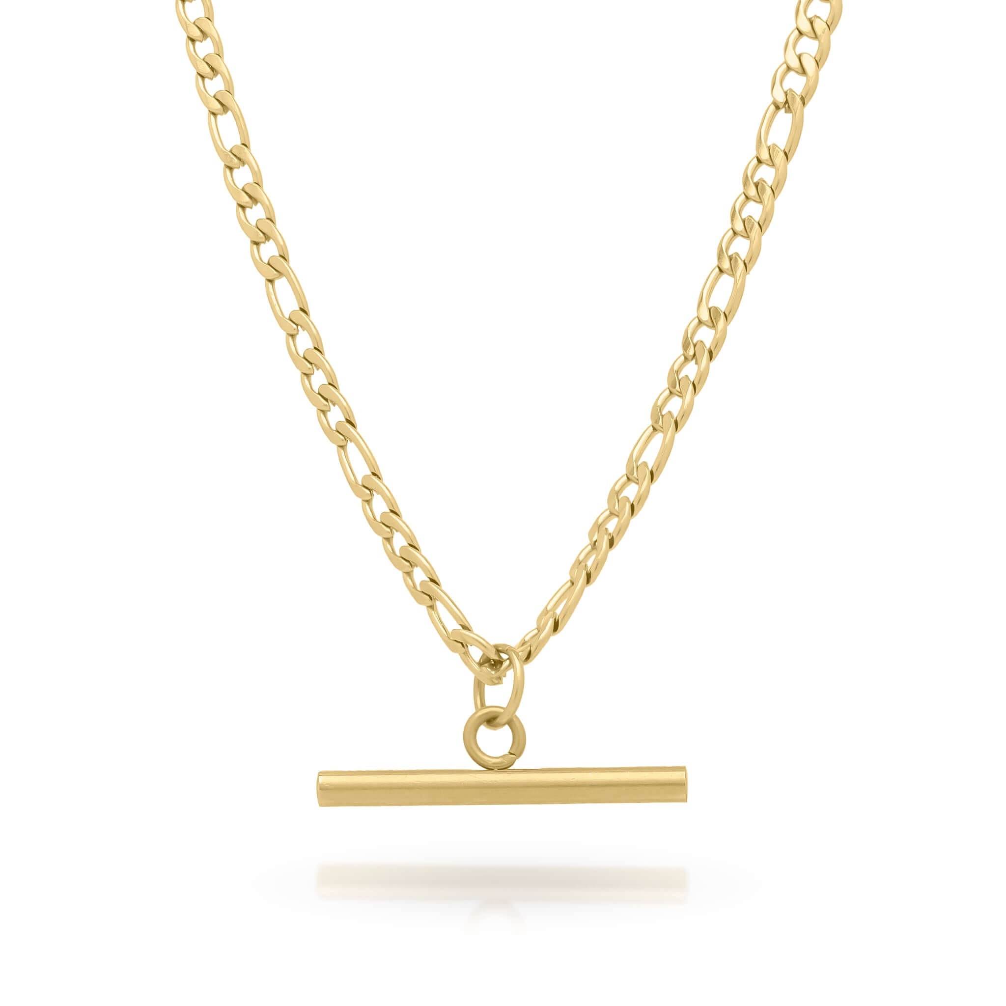 Mila Gold Bar Pendant Necklace by ARIIRA, featuring a sleek gold-plated stainless steel design with a polished bar charm.