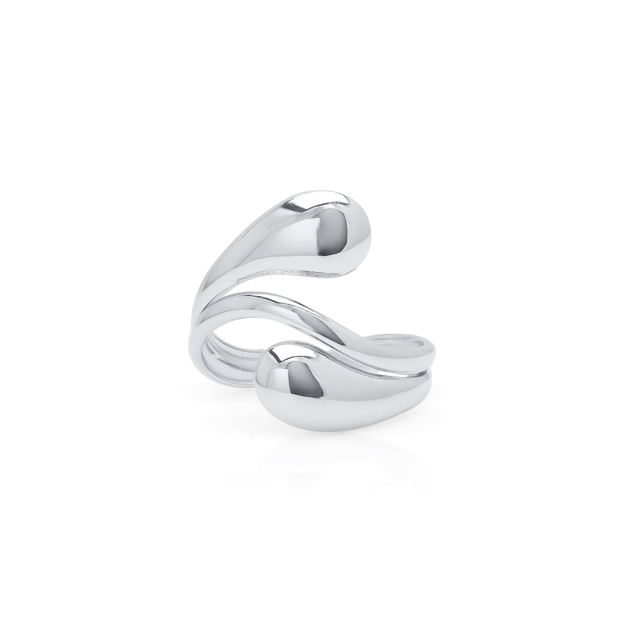 Agnes Water Drop Adjustable Ring by ARIIRA, featuring a sleek, fluid design inspired by falling water.