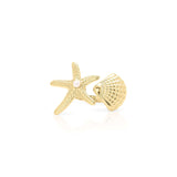 Mira Starfish and Shell Pearl Ring by ARIIRA, featuring a textured starfish and pearl accent in tarnish-free gold.