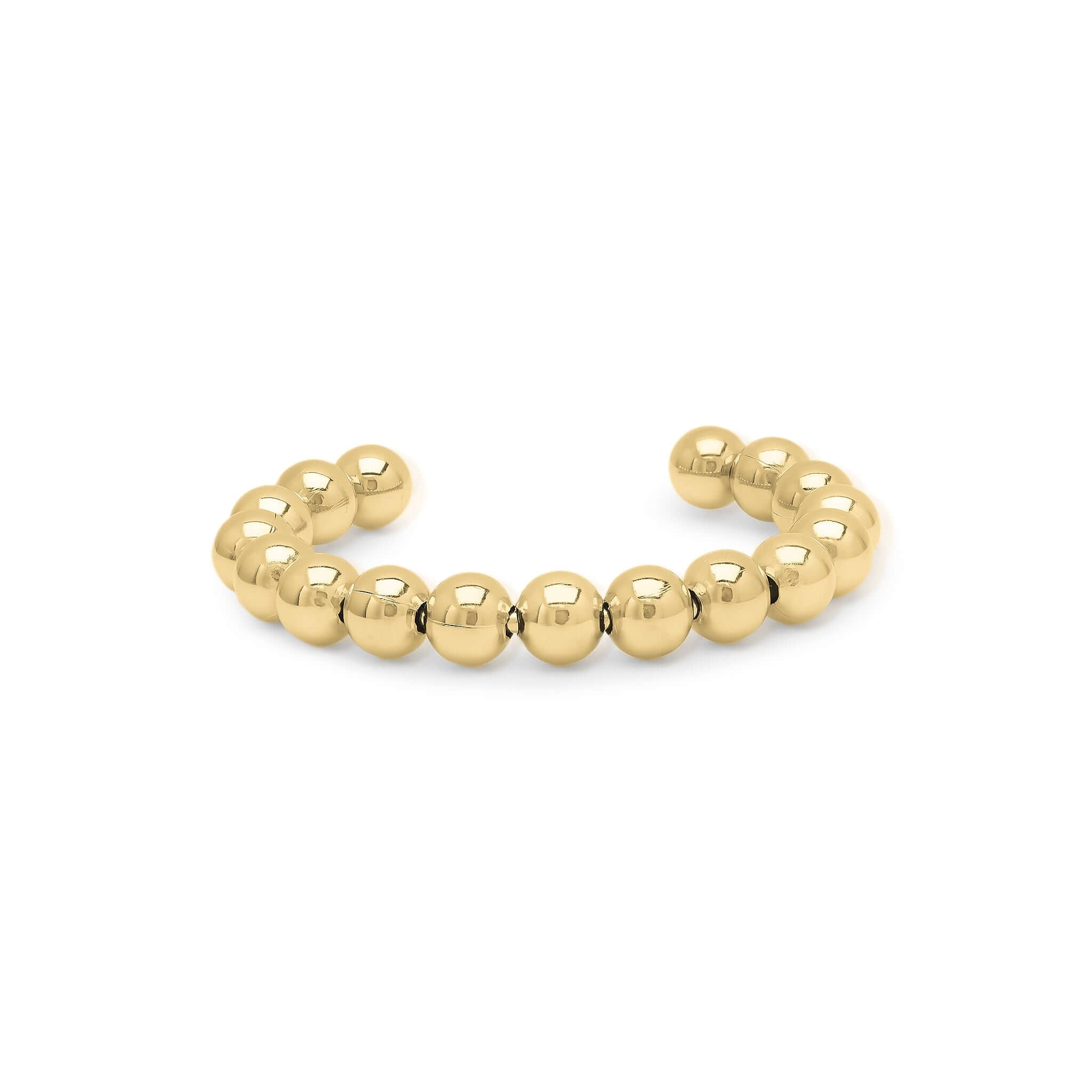 Divina Polished Beaded Gold Bangle by ARIIRA, featuring softly rounded spheres and a gleaming surface for elegant style.