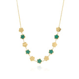 ARIIRA Soraya Enamel Clover Link Necklace featuring gold-tone clover links with smooth green enamel.