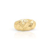 Mira Organic Texture Bold Ring by ARIIRA, featuring high-shine finish and natural folds, perfect for modern gold jewellery lovers.