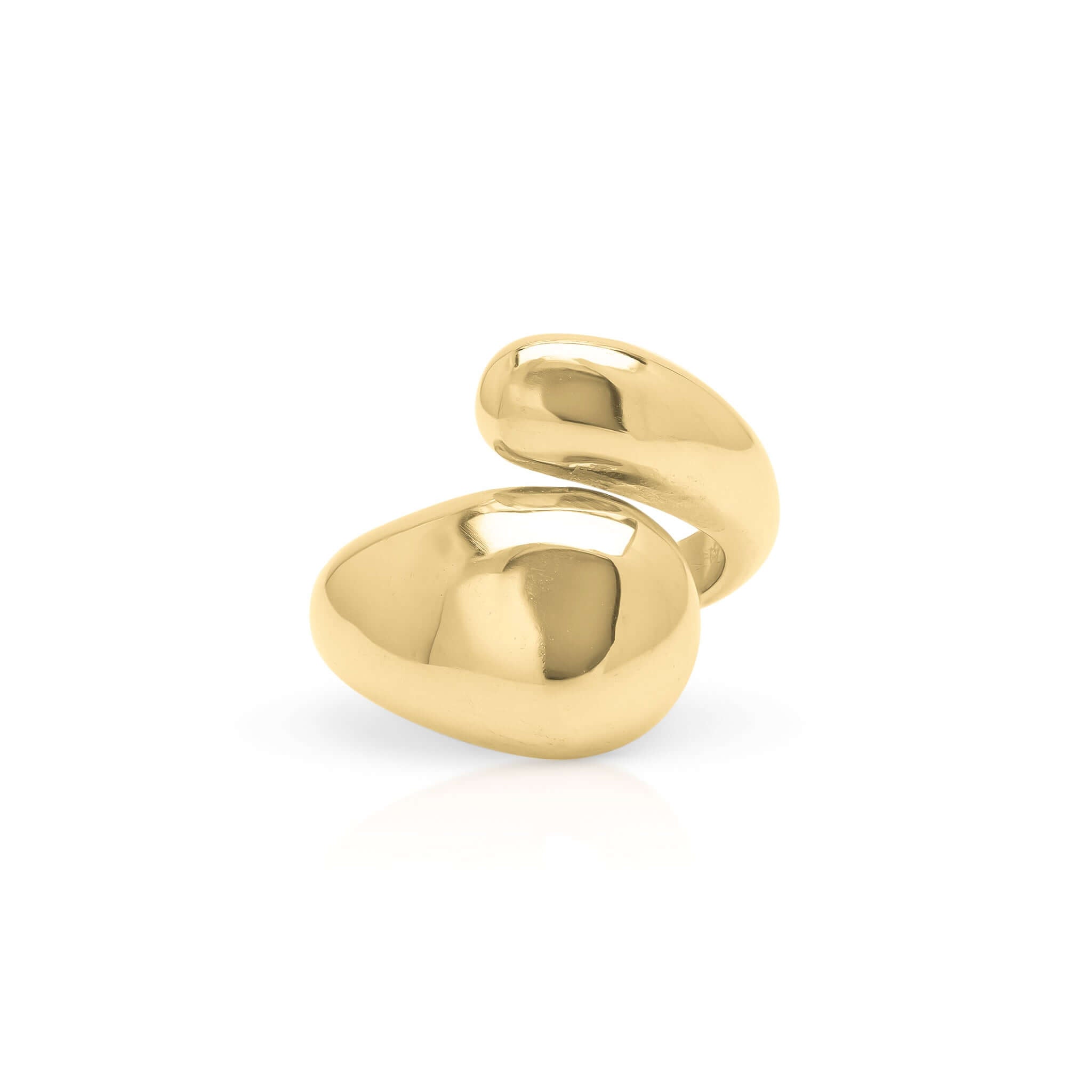 Inaya Sculptural Open Dome Ring by ARIIRA showcasing soft curves and polished gold finish, perfect for minimalistic elegance.