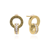 Lina Roman Numeral Circle Drop Earrings by ARIIRA feature engraved Roman numerals and crystal accents for timeless elegance.