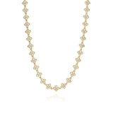 Lina Crystal Flower Link Necklace by ARIIRA, featuring delicate gold links and sparkling crystal-studded flowers.