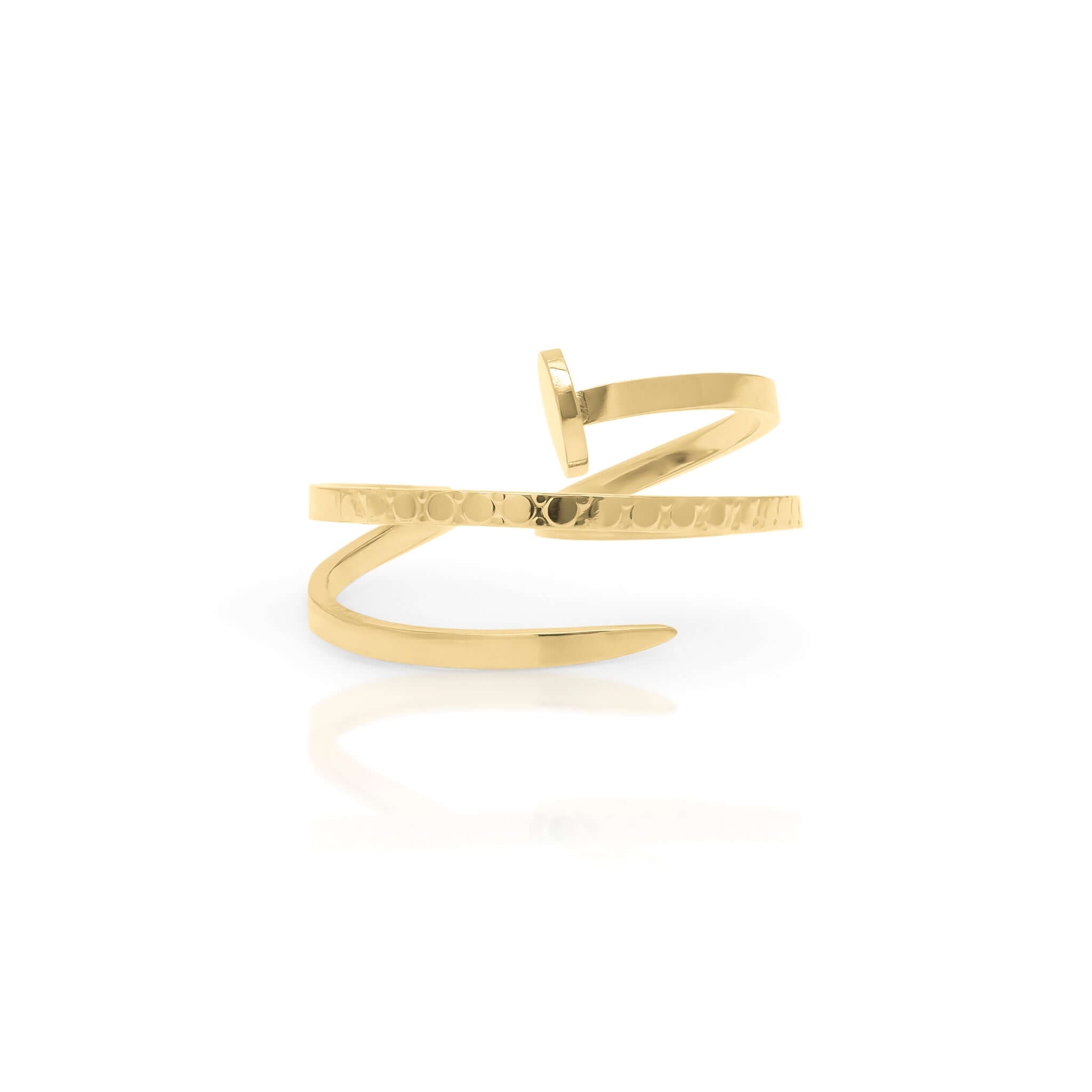 Zehra Textured Spiral Wrap Ring by ARIIRA, showcasing a modern gold design with fluid, textured band for women.