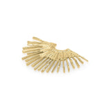 Leila Radiant Sunburst Earrings by ARIIRA in tarnish-free gold tone, featuring bold sculptural lines and radiant design.
