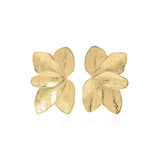Flora Textured Bloom Stud Earrings by ARIIRA, crafted in waterproof gold, showcasing petal-like curves with a luminous finish.