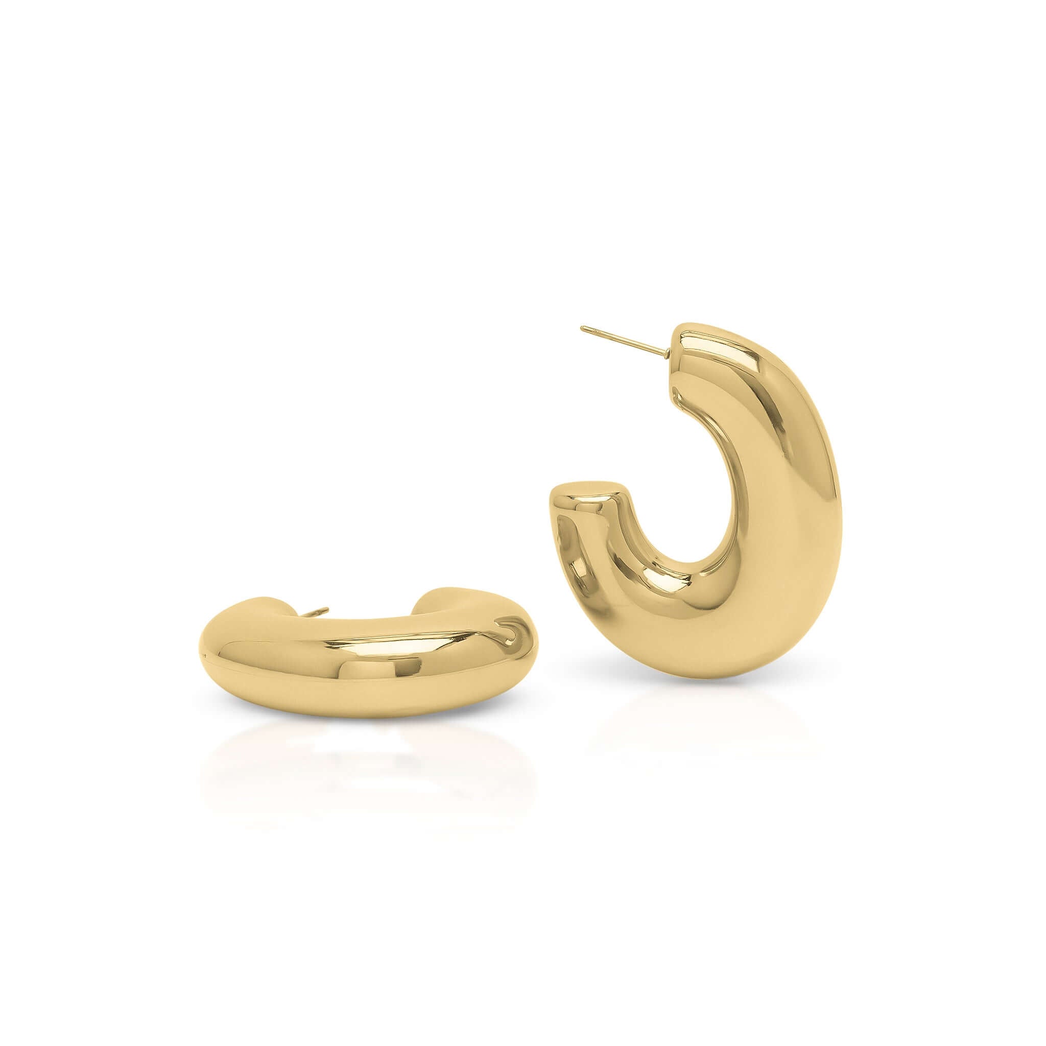ARIIRA Rhea Sculpted Dome Hoop Earrings in polished gold, featuring smooth curves and a lightweight design for everyday elegance.
