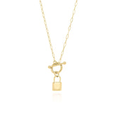 Golden Camila toggle chain necklace with padlock pendant, perfect for everyday styling and layered looks.