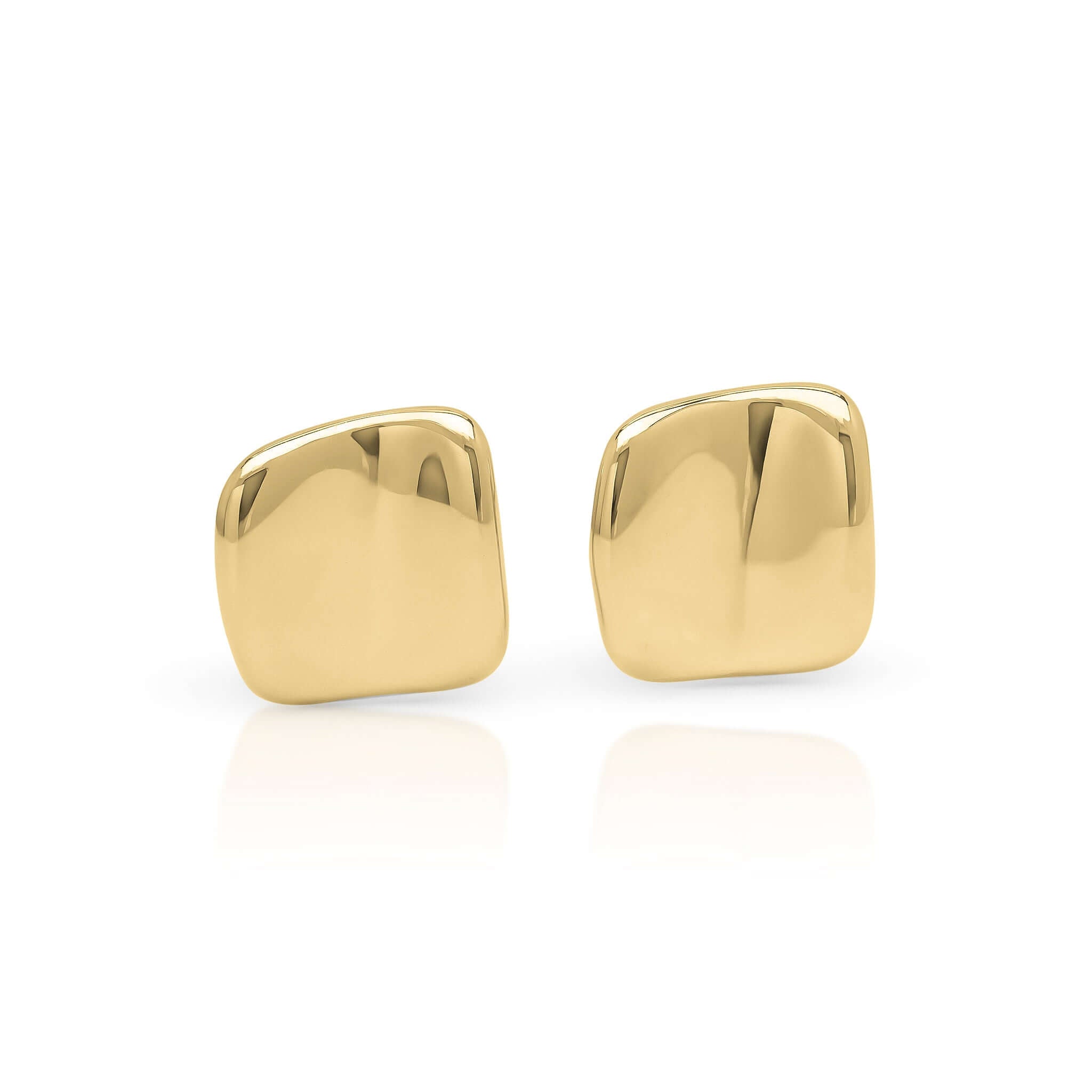 Lara Organic Drop Studs by ARIIRA, featuring fluid lines and a polished gold finish, perfect for casual and occasion wear.