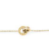 Reina Roman Circle Pendant Necklace with polished circle and crystal charm, symbolizing time and energy, from ARIIRA.