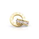 ARIIRA Lina Roman Numeral Circle Drop Earrings with crystal band and engraved Roman numerals, perfect for elegant occasions.