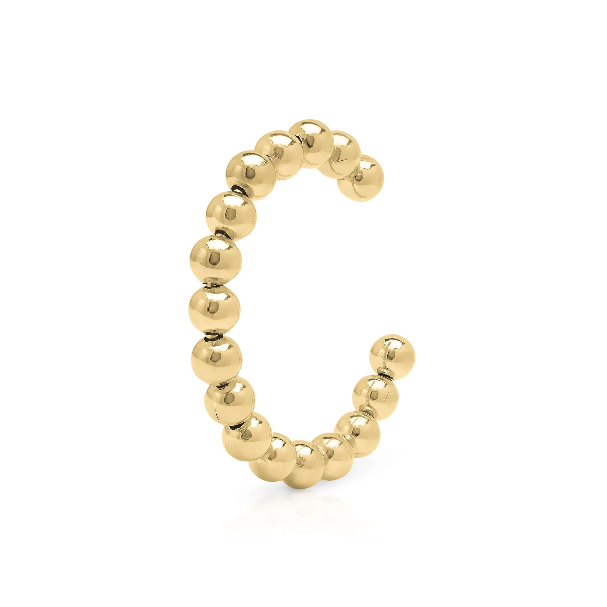 Elegant ARIIRA polished gold bangle featuring rounded spheres, perfect for stacking or minimalist style.
