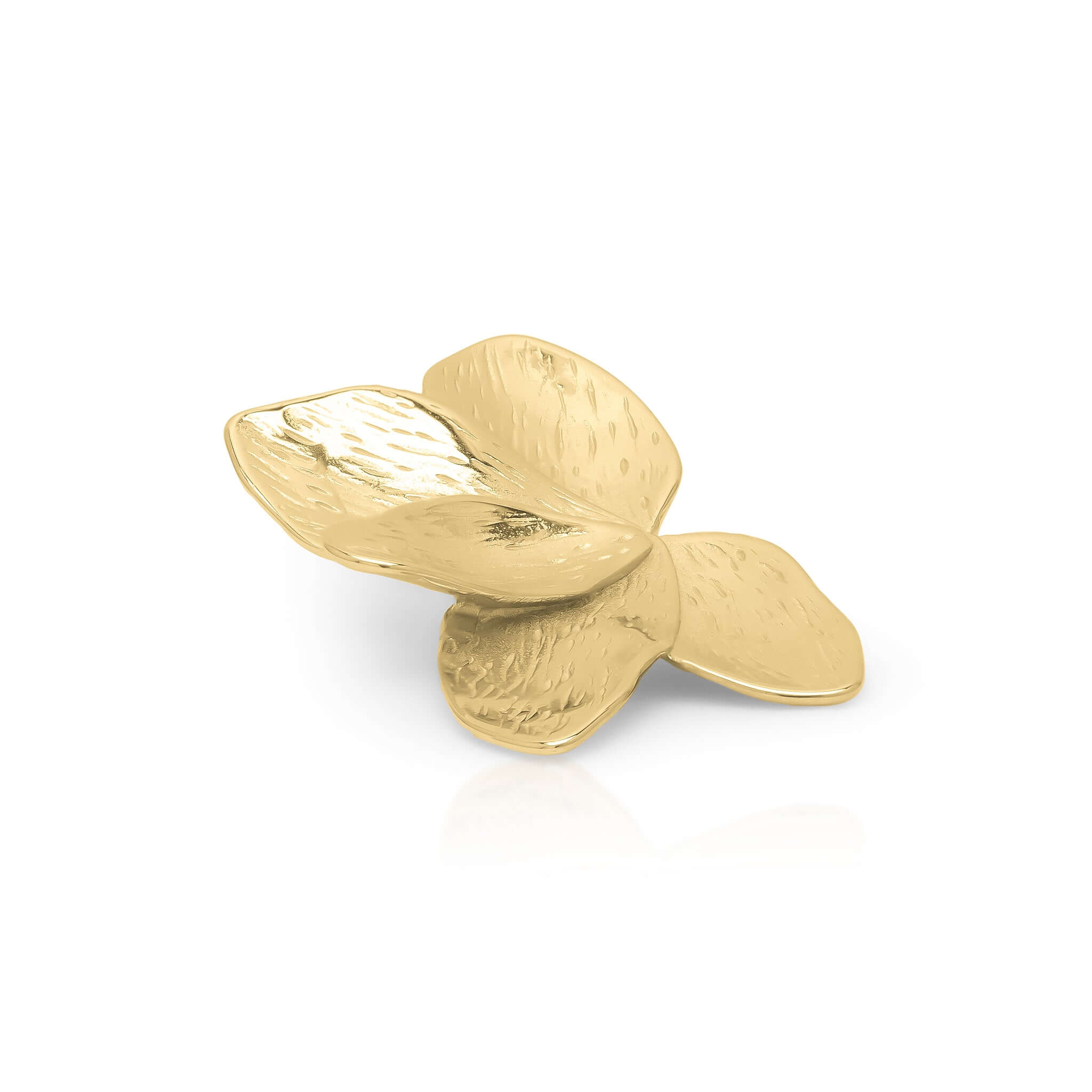 Flora textured gold bloom stud earrings by ARIIRA, shaped like unfolding petals with a luxurious finish.
