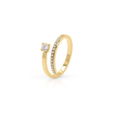 Talia Adjustable Crystal Accent Ring by ARIIRA, featuring a radiant round-cut center crystal and elegant open band design.