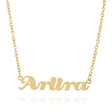 Elegant Alina Cursive custom name necklace featuring the name 'Ariira' in gold script.