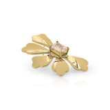 Gold-plated Camille Crystal Bloom Earrings featuring heart-shaped petals and a sparkling crystal centerpiece.