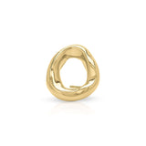 Sculptural statement ring by ARIIRA with organic curves and open center in polished gold, reflecting light elegantly.