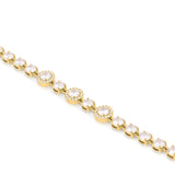 Amira Gold Diamante Tennis Bracelet featuring shimmering stones in gold-plated stainless steel for a sparkling finish.
