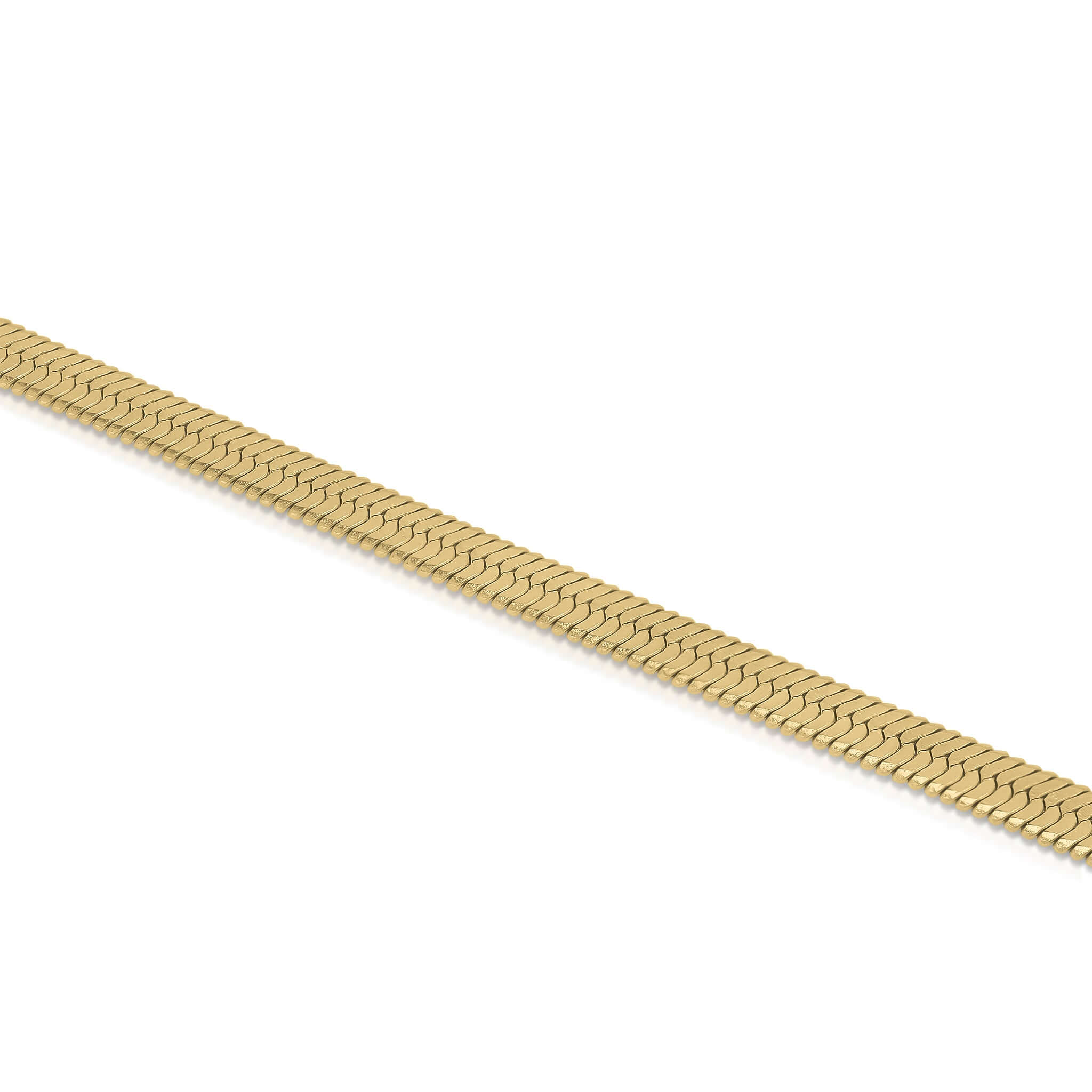 Layla Gold Herringbone Anklet from ARIIRA, gold-plated stainless steel, flexible weave for stylish summer wear.