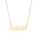 Zayna custom name necklace in script font, featuring the name ARIIRA in elegant gold finish.
