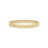 Ameera Lattice Engraved Gold Bangle Bracelet with crisscross design and subtle reflections for timeless elegance.