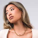 Elina Chunky Link Toggle Chain Necklace by ARIIRA, showcasing bold links and a stylish toggle clasp, perfect for a confident look.