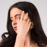 Elegant Lyra Crystal Branch Adjustable Ring by ARIIRA, showcasing delicate crystals and nature-inspired design.