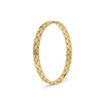 Ameera Lattice Engraved Gold Bangle Bracelet with crisscross lattice design, showcasing timeless elegance and minimalism.