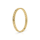 Ameera Lattice Engraved Gold Bangle Bracelet with crisscross lattice design, showcasing timeless elegance and minimalism.