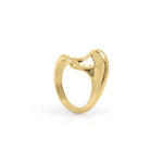 Nyla Fluid Form Sculpted Ring featuring soft curves and a smooth, undulating surface in gold.