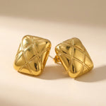 Gold Bev Geometrc Square Earrings