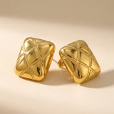 Gold Bev Geometrc Square Earrings