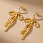 Gold Madihah Ribbon Bow Deluxe Earrings