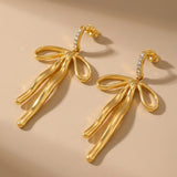 Gold Madihah Ribbon Bow Deluxe Earrings