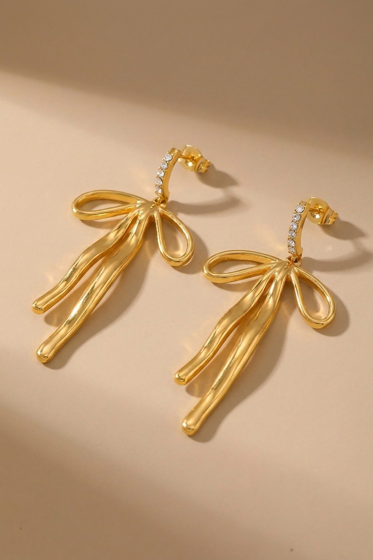 Gold Madihah Ribbon Bow Deluxe Earrings