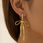 Gold Madihah Ribbon Bow Deluxe Earrings